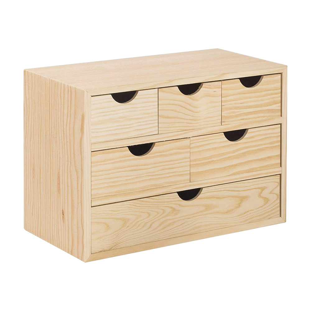 Mini Cassettiera in Legno a 6 cassetti FERLIVING - 40x20x28h cm