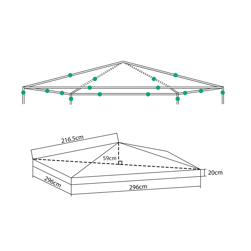 Top di Ricambio per Gazebo - Poliestere Beige - FERLIVING 3x3 MT