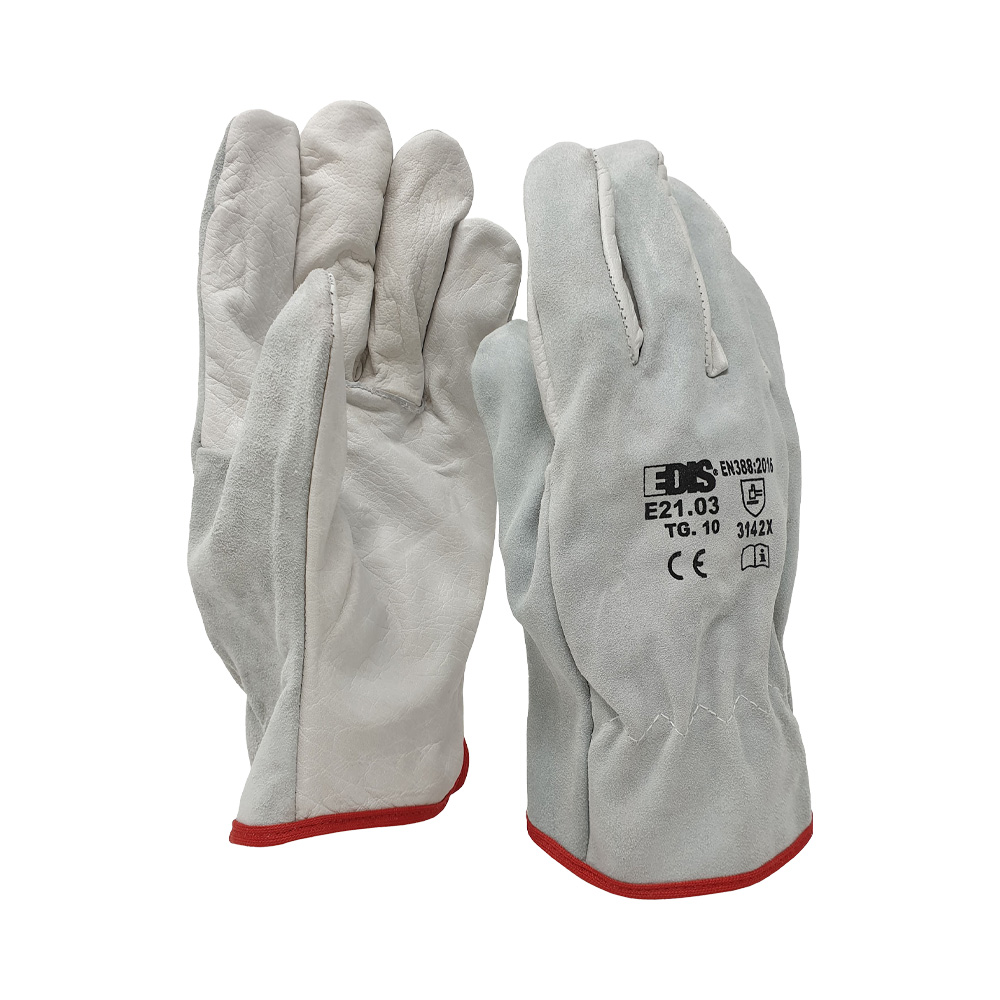 Guanti in Pelle di Bovino con Dorso in Crosta Tg.10 FERWORK - Conf. 12 Paia