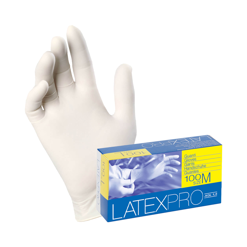 Guanti in Lattice Spessorati e Lubrificati 0,10 mm Tg.S Bianco FERWORK - 100 Pz