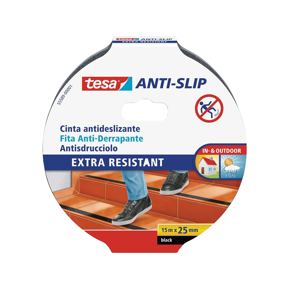 Nastro Antisdrucciolo Nero TESA 15 mt x 25 mm