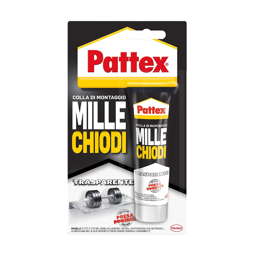 Adesivo di montaggio millechiodi trasparente pattex 40 g.