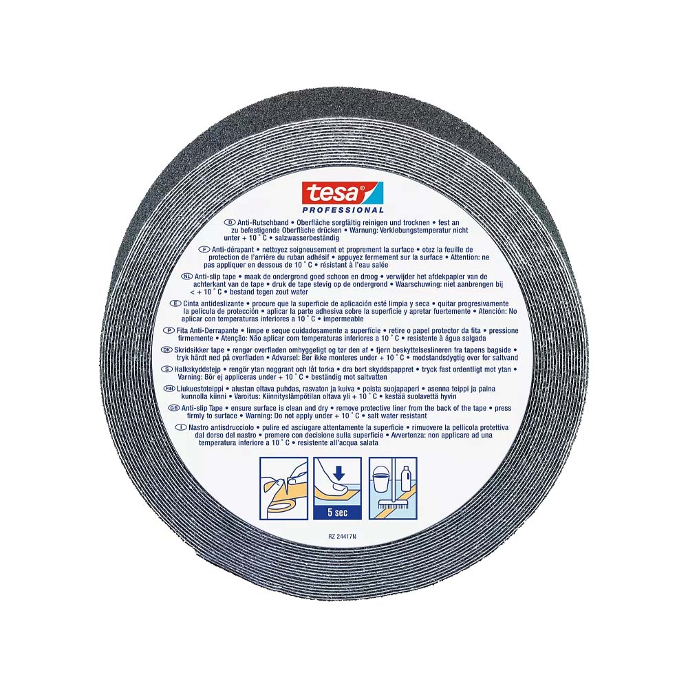Nastro Antisdrucciolo Nero TESA 15 mt x 50 mm