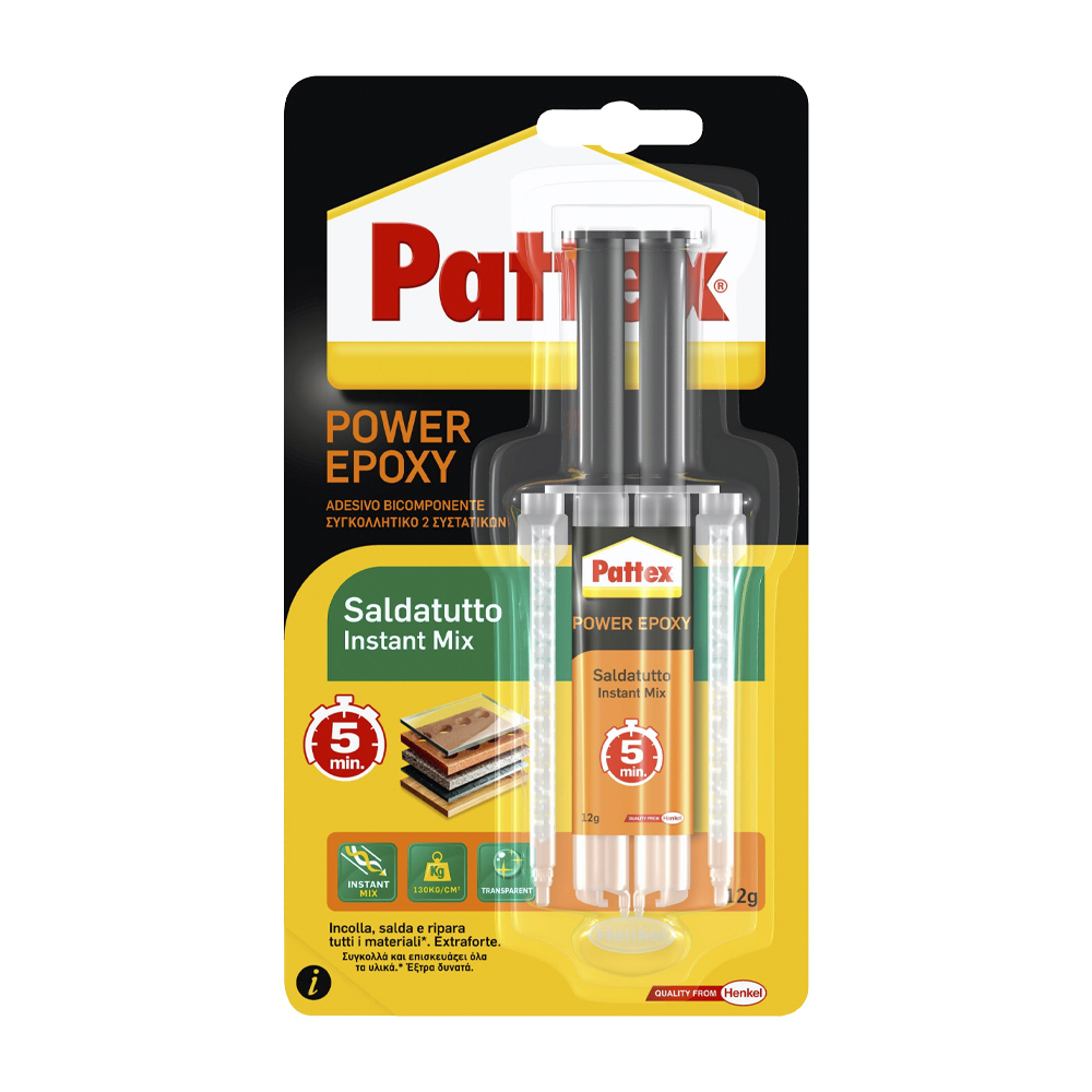 Adesivo Power Epoxy Saldatutto 5 Minuti Instant Mix PATTEX 12 g