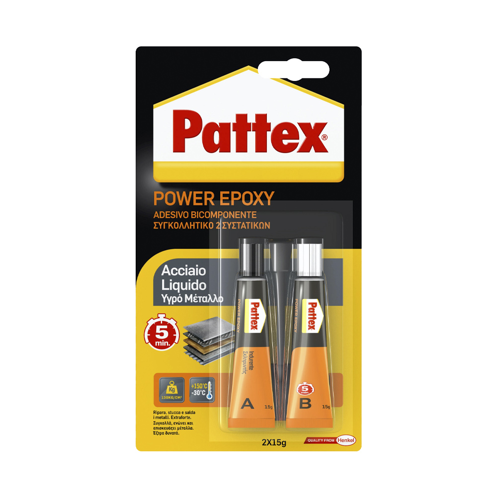 Adesivo power epoxy acciaio liquido pattex 30 g.