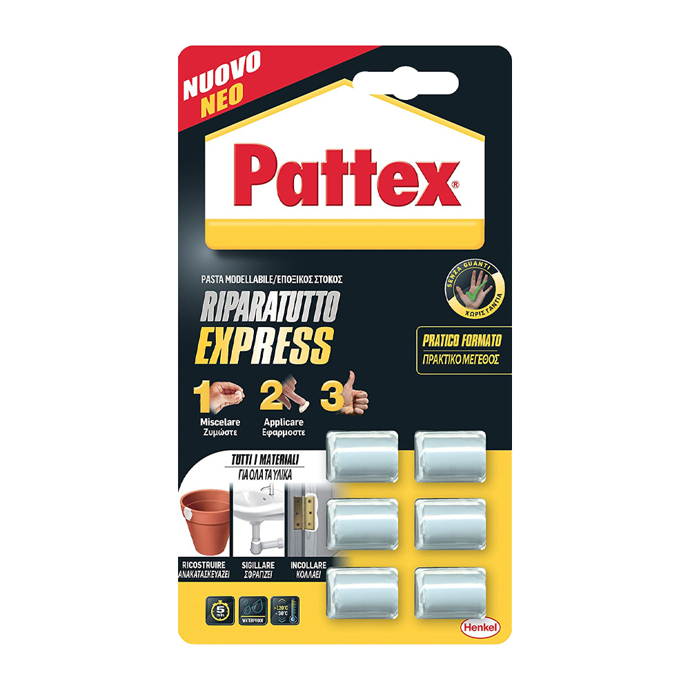 Adesivo in Pasta Modellabile Riparatutto Express Monodose PATTEX 6x5 g