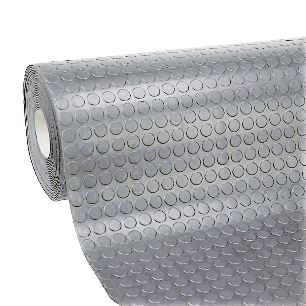 Tappeto in gomma bollato 3 mm x 120h cm grigio - vendita al metro lineare.