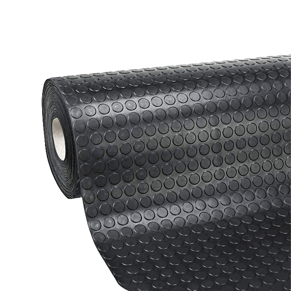 Tappeto in gomma bollato 3 mm x 120h cm nero - vendita al metro lineare.